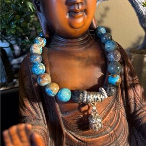 Jasper, Genuine Yogi Collection Bracelet with Buddha Charm -